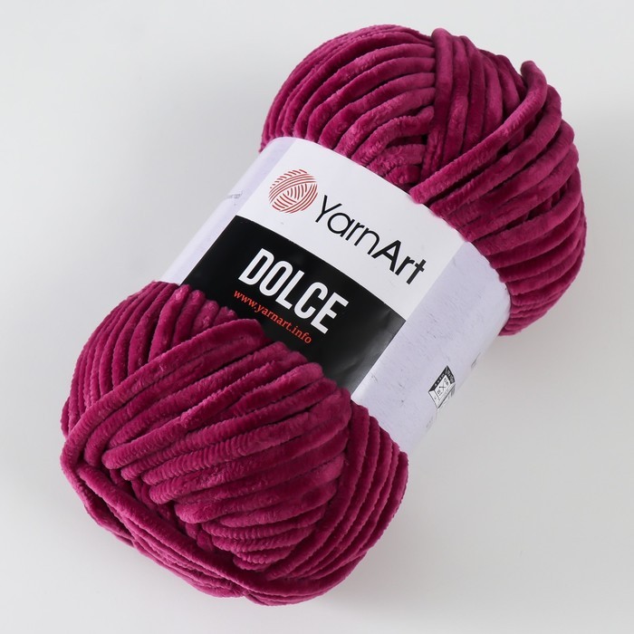 Пряжа "Dolce" 100% микрополиэстер 120м/100гр (766 т. фуксия)