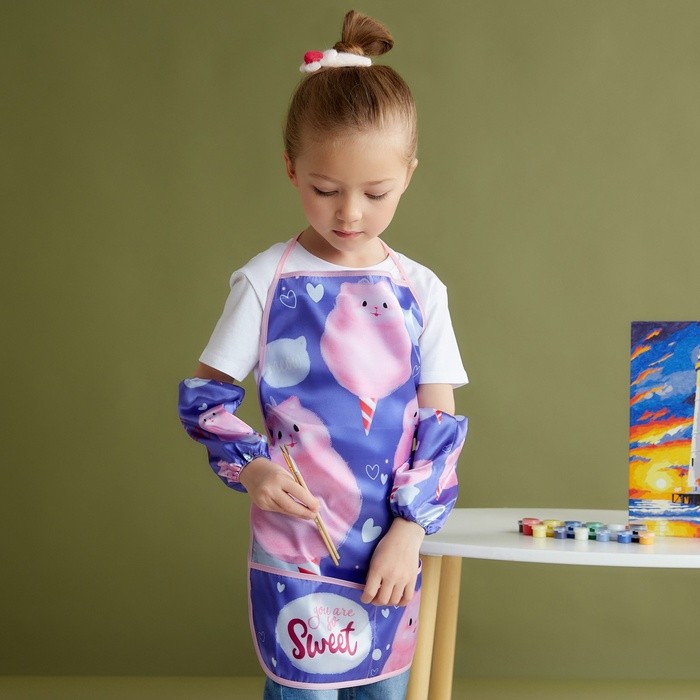 Набор детский для творчества Этель "Сладкая вата" фартук 49 х 39 см и нарукавники