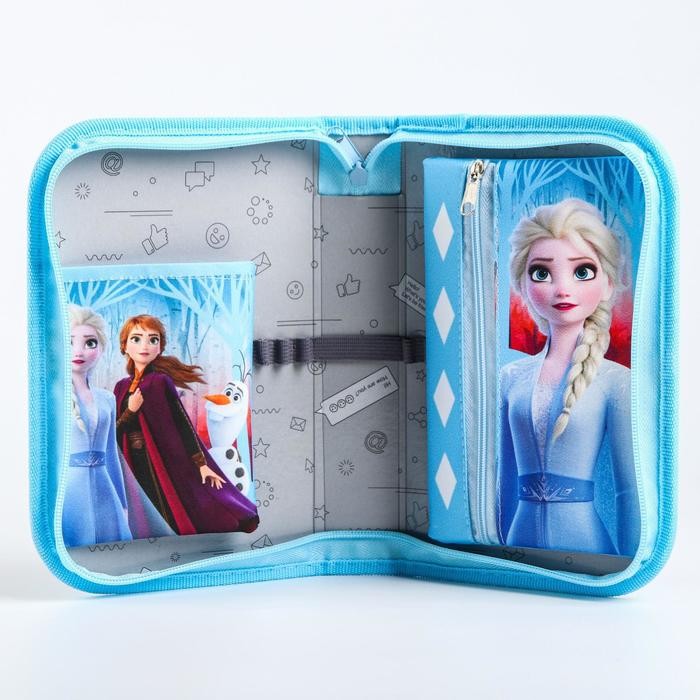 Пенал каркасный, 1 секция, 14×21×4 см, откидной карман, тканевый, «Холодное сердце»