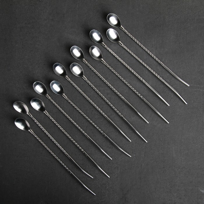 Набор ложек-трубочек барных Доляна «Витые», h=22 см, 6 шт