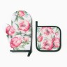 Набор кухонный "Пионы" варежка-прихватка 20х27см, прихватка 17х17см 100% п/э