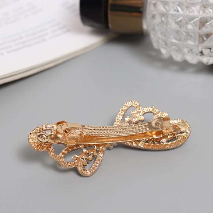 Заколка-автомат для волос "Диана" бант, 6,5 см, золото