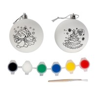 Ёлочные шары под раскраску на новый год «Исполнения желаний», d=7 см, 2 шт, краски, набор для творчества