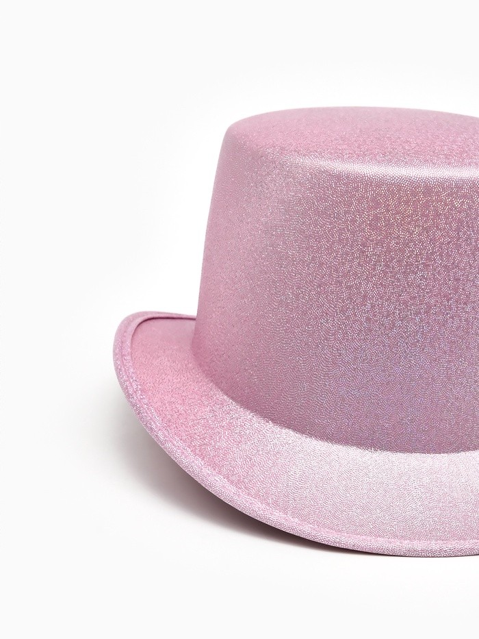 Карнавальная шляпа «Цилиндр», розовая с блёстками, р-р. 56-58