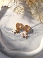 Серьги со съёмным элементом «Трансформер» звёзды, белые в золоте