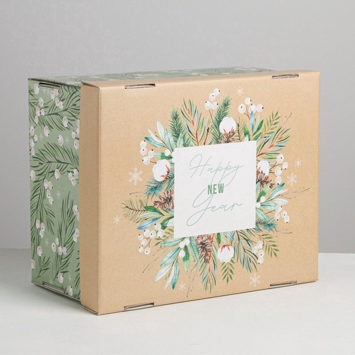 Коробка подарочная новогодняя складная «Тепла и уюта», 31×25.5×16 см, Новый год