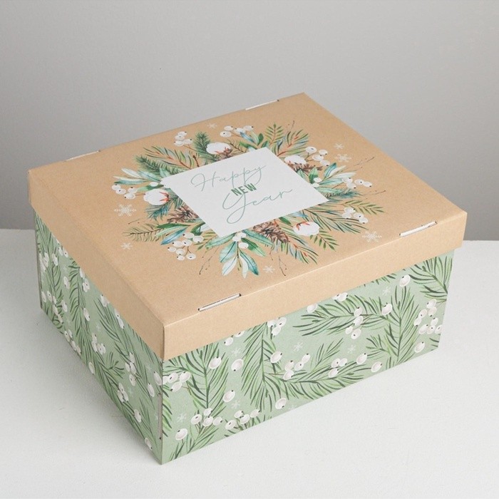 Коробка подарочная новогодняя складная «Тепла и уюта», 31×25.5×16 см, Новый год