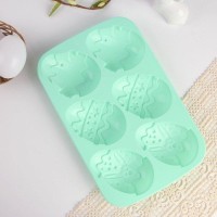 Силиконовая форма «Зайцы и цыплята» голубая, 17,1 х 26 см