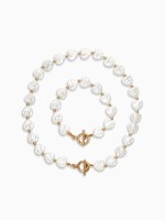Набор 2 предмета: бусы, браслет «Жемчуг барочный. Сердечки», 40/18 см, белый в золоте
