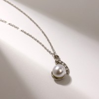 Кулон «Жемчужинка», цвет белый в серебре, 40 см