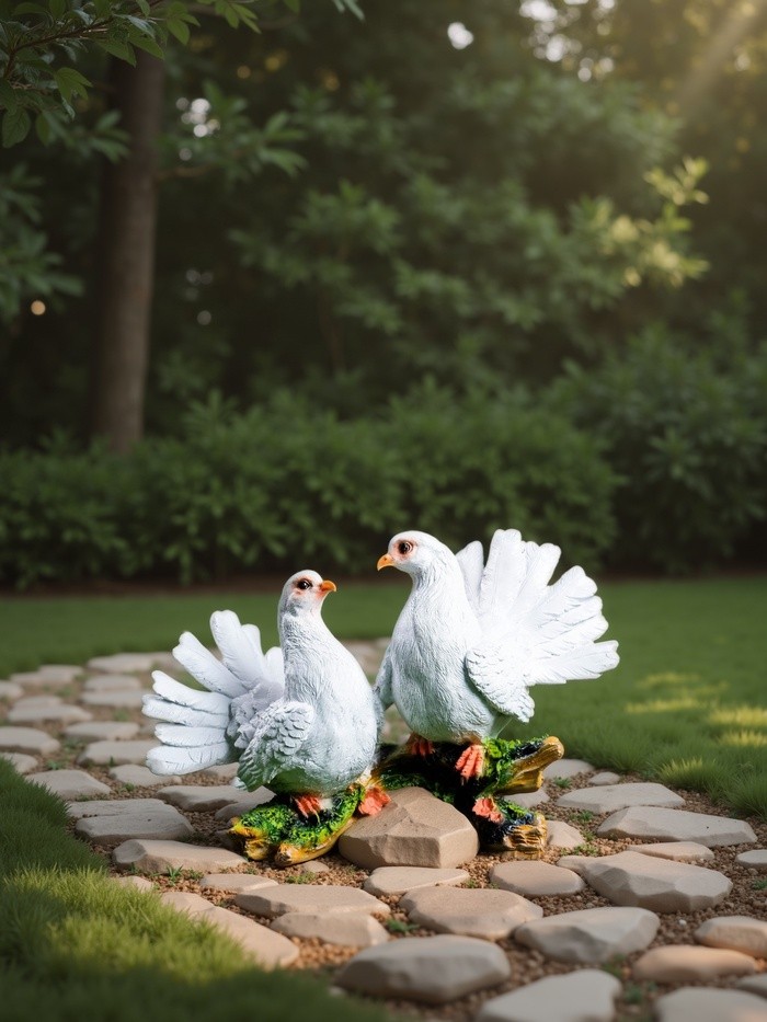 Садовая фигура из полистоуна «Голуби на коряге», 25×18×37 см