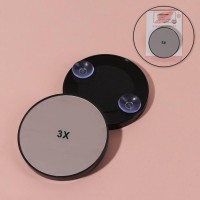 Зеркало макияжное, увеличение × 3, на присосках, d 9 см, цвет чёрный