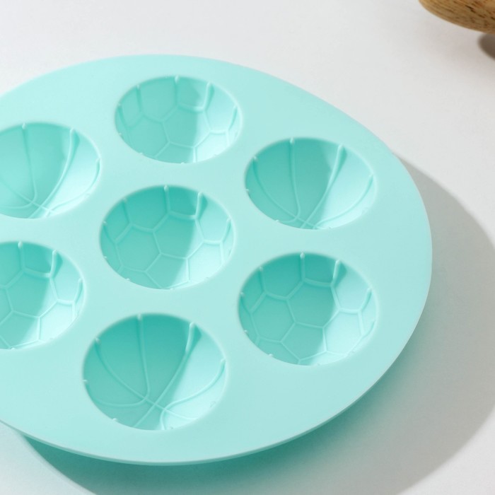 Форма для муссовых десертов и выпечки KONFINETTA «Спортивные мячи», d=15,5 см, цвет бирюзовый