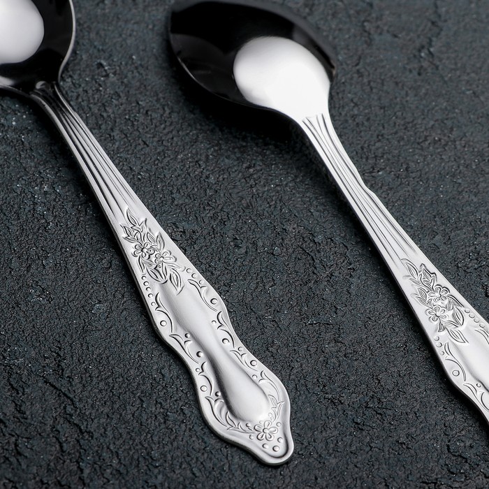 Ложка чайная «Славяна», h=14,5 см, толщина 1,2 мм, цвет серебряный