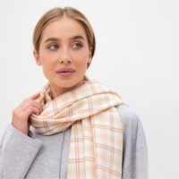 Шарф зимний с кистями MINAKU, размер 65×180 + 8 см, принт клетка