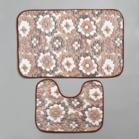 Коврики для ванной и туалета Доляна «Бежевая фантазия», 2 шт: 40×50 см, 50×80 см