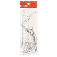 Набор чертёжный Calligrata, 4 предмета (линейка 15 см, треугольник 11 см/ 30°и 5 см/ 45°, транспортир), прозрачный