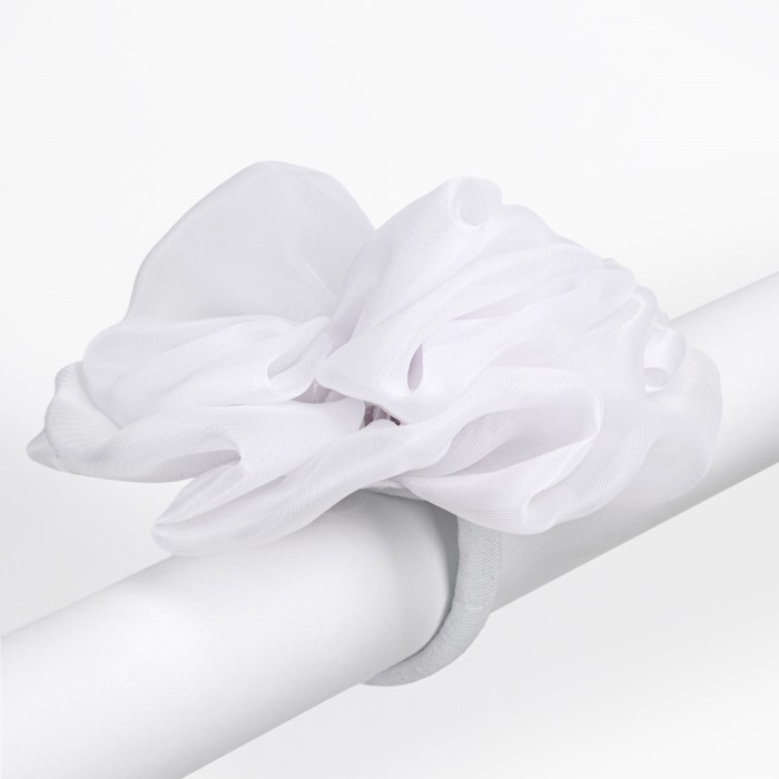 Бант для волос на резинке школьный, 13 см, белый, Кошечка Мари