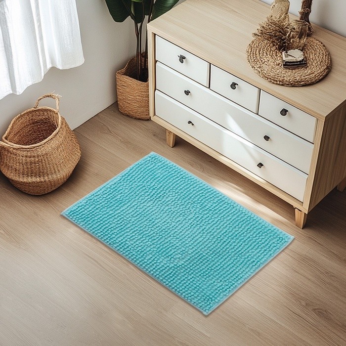 Коврик для дома Доляна «Букли», 40×60 см, голубой