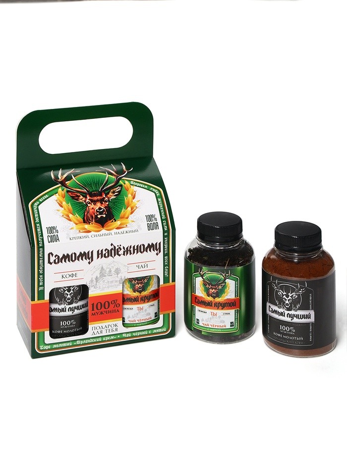 Подарочный набор «Самому надёжному»: чай 50 г, кофе 100 г