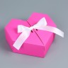Подарочная коробка - сердце, самосборная, розовая, с лентой, 17×17×6 см