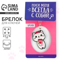 Брелок для ключей акриловый «Котик», 3,5 х 10 см