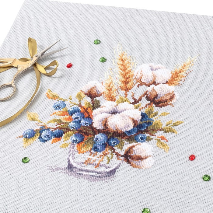 Набор для вышивания крестом "Хлопок и черника" 18х23 см  100-013