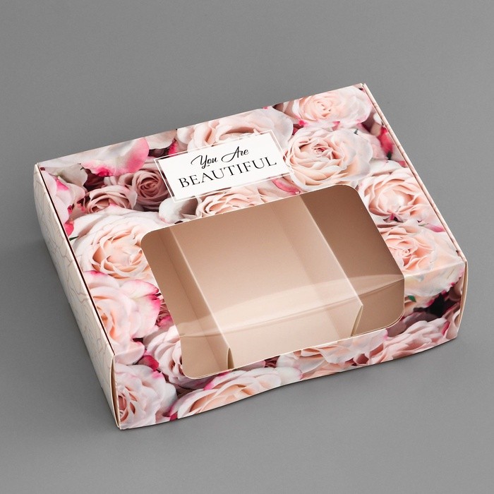Коробка складная, под 3 эклера «Ты прекрасна», 20×15×6 см