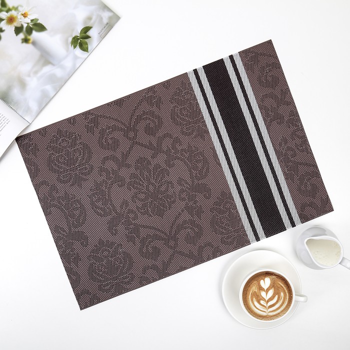 Салфетка сервировочная на стол «Вензеля», 45×30 см, цвет коричневый