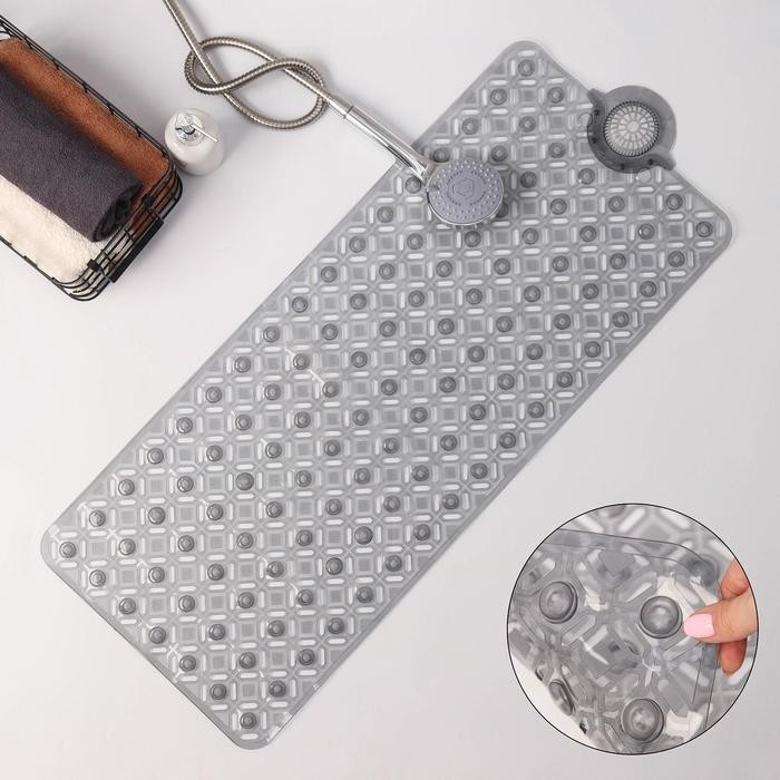 Коврик противоскользящий в ванну на присосках Доляна «Рельеф»,37×88 см, МИКС