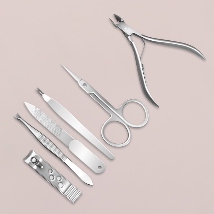 Набор маникюрный «Рептилия», 6 предметов, в футляре, цвет красный