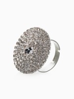 Кольцо «Лёд» круг, цвет белый в серебре, безразмерное