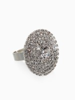 Кольцо «Лёд» круг, цвет белый в серебре, безразмерное