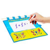 Органайзер для хранения вещей на стену с доской для записей «Учимся считать», 2 отделения