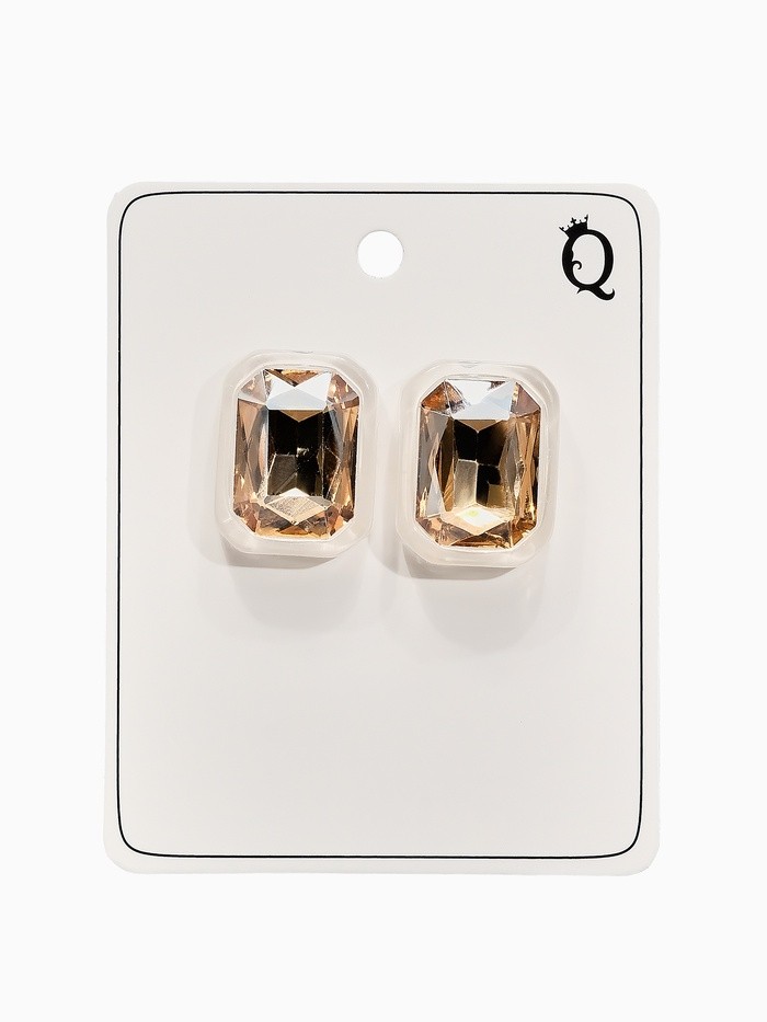 Серьги «Кристалл», прямоугольник грань, цвет прозрачно-золотой Серьги «Кристалл», прямоугольник грань, цвет прозрачно-золотой