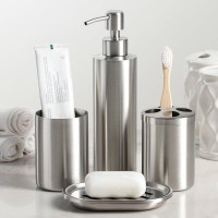Набор аксессуаров для ванной комнаты, 4 предмета (дозатор, мыльница, 2 стакана)