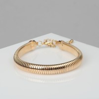 Браслет металл «Рельеф» узкий, 26 см, цвет золото