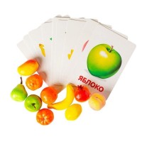 Обучающий набор по методике Г. Домана «Фрукты»: 10 карточек + 10 фруктов, счётный материал, МИКС