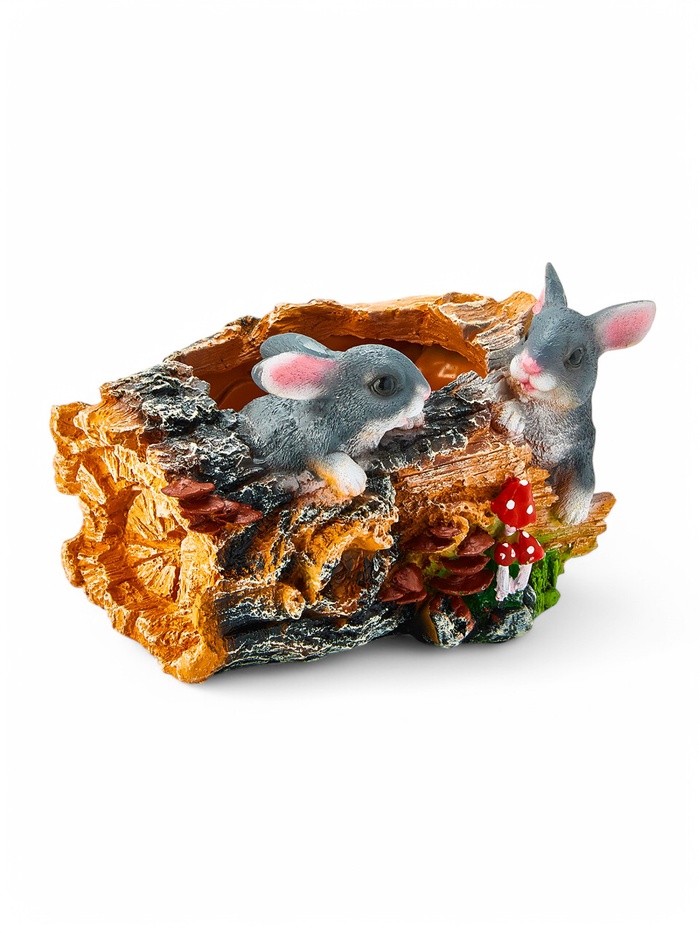 Фигурное кашпо "Пень с зайцами" 29х19х17см