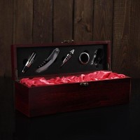 Набор для вина, 6 предметов: кейс для бутылки, каплеуловитель, штопор, пробка, кольцо, нож для фольги