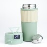 Термокружка TAKE IT EASY New design, 400 мл, сохраняет тепло 12 ч, термометр, сито, нержавеющая сталь, зелёный
