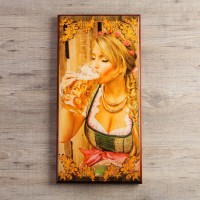 Нарды "Я люблю пиво", деревянная доска 60 х 60 см, с полем для игры в шашки