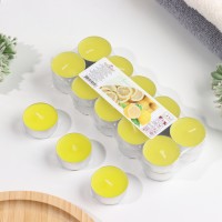 Набор чайных свечей ароматических в термоусадке "Лимон", 3,8х1,6 см, 3,5 ч, 12 г, 20 штук