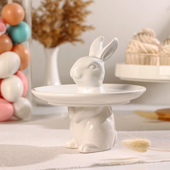 Блюдо для пирожных Доляна «Кролл», 18×18 см, доломит, белое