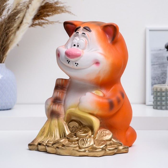 Копилка "Кот с метлой" рыжий, 24х20х28см Копилка "Кот с метлой" рыжий, 24х20х28см