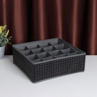 Органайзер для хранения белья Доляна «Кло», 16 ячеек, 32×32×12 см, чёрный