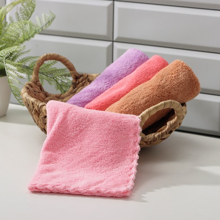 Салфетка для уборки Доляна, микрофибра, влаговпитывающая, 30×30 см, МИКС