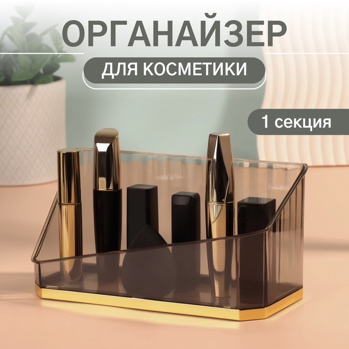 Органайзер для хранения «CALM», 1 секция, 20×8.5×10 см, цвет чёрный, золотистый