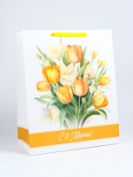 Пакет подарочный ламинированный вертикальный «С 8 Марта», XL 40×49×19 см