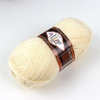 Пряжа "Lanagold fine" 49% шерсть, 51% акрил 390м/100гр (62 молочный)